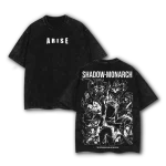Arise Sung Jinwoo Solo Leveling Shadow Monarch Vintage Washed Oversized Anime T-Shirt Graphic Tee