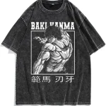Baki Hanma Yujiro Hanma Vintage Washed Oversized Anime Streetwear Graphic T-Shirt