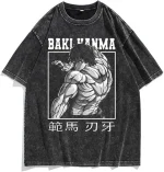 Baki Hanma Yujiro Hanma Vintage Washed Oversized Anime Streetwear Graphic T-Shirt (Copy)