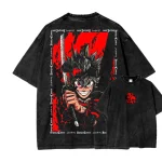 Black Clover Asta Dark Magic Anime Vintage Washed Graphic Tee