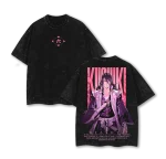 Bleach Byakuya Kuchiki Senbonzakura Anime Vintage Style Acid Washed T-Shirt Manga Graphic Tee Oversized