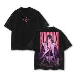 Bleach Byakuya Kuchiki Senbonzakura Anime Vintage Style Acid Washed T-Shirt Manga Graphic Tee Oversized