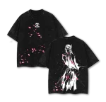 Bleach Byakuya Kuchiki Senbonzakura Bankai Anime Vintage Washed T-Shirt Japanese Manga Graphic Tee Oversized