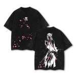 Bleach Byakuya Kuchiki Senbonzakura Bankai Anime Vintage Washed T-Shirt Japanese Manga Graphic Tee Oversized