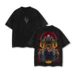 Bleach Ichigo Kurosaki Bankai Zangetsu Anime Vintage Washed T-Shirt Japanese Manga Graphic Tee Oversized