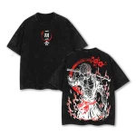 Bleach Ichigo Kurosaki Bankai Zangetsu Anime Vintage Washed T-Shirt Japanese Manga Graphic Tee Oversized