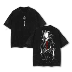 Bleach Ichigo Kurosaki Hollow Power Anime Vintage Style Washed T-Shirt Manga Graphic Tee Oversized