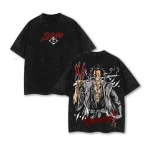 Bleach Kenpachi Zaraki Soul Reaper Captain Anime Vintage Style Washed T-Shirt Manga Graphic Tee Oversized