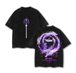 Bleach Sosuke Aizen Kyoka Suigetsu Anime Vintage Style Washed T-Shirt Manga Graphic Tee Oversized