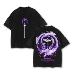 Bleach Sosuke Aizen Kyoka Suigetsu Anime Vintage Style Washed T-Shirt Manga Graphic Tee Oversized