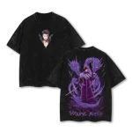 Bleach Sosuke Aizen Shinigami Captain Anime Vintage Washed T-Shirt Japanese Manga Graphic Tee Oversized