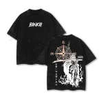 Bleach Yamamoto Bankai Zanka No Tachi Anime Vintage Style Washed T-Shirt Manga Graphic Tee Oversized