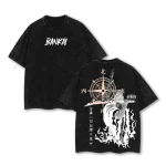 Bleach Yamamoto Bankai Zanka No Tachi Anime Vintage Style Washed T-Shirt Manga Graphic Tee Oversized