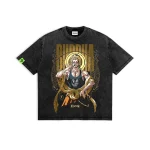 Buddha Record of Ragnarok Oversized Washed Tee – Vintage Anime Graphic Shirt, Retro Manga Streetwear Tee