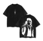 Byakuya Kuchiki Bleach Soul Reaper Anime Vintage Style Washed T-Shirt Senbonzakura Petals Manga Graphic Tee Oversized