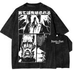 Attack on Titan Washed T-Shirt - Unisex Vintage Anime Graphic Tee - Eren & Colossal Titan Design