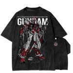 Gundam Astray Red Frame Anime Washed T-Shirt – Vintage Mecha Robot Graphic Tee