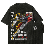 Gundam Wing Zero Anime Washed T-Shirt Retro Mecha Robot Tee