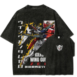 Gundam Wing Zero Anime Washed T-Shirt Retro Mecha Robot Tee