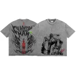 Chainsaw Man Denji Vintage Washed T-Shirt - Anime Heavyweight Oversized Cotton Tee, Retro Japanese Streetwear Manga Shirt
