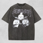 Chiikawa Anime Kawaii Streetwear Vintage Graphic Washed T-Shirt