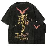 Classic Vintage Anime Washed T-Shirt Retro Graphic Tee Streetwear Vintage Style Shirt