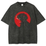 Cowboy Bebop Red Sun Silhouette Anime Vintage Wash Tee Oversize Streetwear