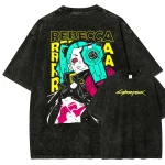 Cyberpunk Edgerunners Rebecca Urban Streetwear Washed T-Shirt