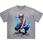 Demon Slayer Anime Manga Vintage Graphic Streetwear Washed T-Shirt