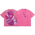 Demon Slayer Giyu Tomioka Vintage Anime Washed Shirt Urban Japanese Anime Oversized Streetwear Tee For Men And Women