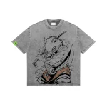 Demon Slayer Inosuke Hashibira Vintage Anime Washed Tee - Urban Japanese Anime Oversized Streetwear T-Shirt For Men And Women