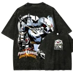 Dino Thunder White Ranger Shattered Grid Style Vintage Washed Tee