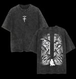 Effortless Anime Streetwear Style Everyday Vintage Graphic Washed T-Shirt