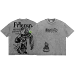 Frieren Beyond Journey's End Heavyweight Oversized Washed Shirt - Vintage Anime Japanese Streetwear Tee