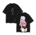 Frieren Beyond Journey’s End V3 Anime Double Printed Vintage Washed Oversized Anime T-Shirt Graphic Tee