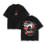 Gaara Red Flower Naruto Anime Vintage Washed Oversized T-Shirt Sand Village Kazekage Graphic Tee