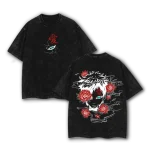 Gaara Red Flower Naruto Anime Vintage Washed Oversized T-Shirt Sand Village Kazekage Graphic Tee