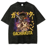 Gachiakuta Japanese Katakana Anime Vintage Washed Oversized T-Shirt