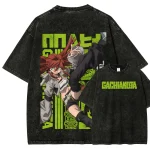Gachiakuza Anime Fighter Girl Vintage Washed Streetwear T-Shirt
