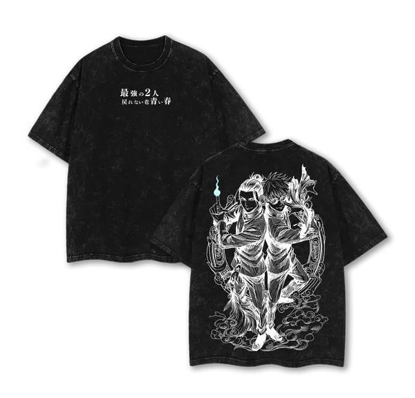 Gojo Satoru Geto Suguru Jujutsu Kaisen Anime Vintage Washed Oversized T-Shirt Hidden Inventory Arc Graphic Tee - Image 1