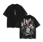 Ichigo Hollow Mask Bleach Anime Vintage Washed T-Shirt Soul Reaper Manga Graphic Tee Oversized Streetwear