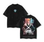 Ichigo Kurosaki Bleach Soul Reaper Anime Vintage Acid Washed T-Shirt Double Printed Manga Graphic Tee Oversized
