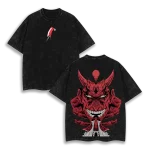 Ichigo Kurosaki Red Demon Bankai Bleach Anime Vintage Washed T-Shirt Soul Reaper Manga Graphic Tee Oversized
