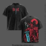 Igris Shadow Knight Commander Solo Leveling Vintage Washed Oversized Anime T-Shirt Graphic Tee