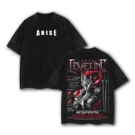 Igris Shadow Knight Solo Leveling Vintage Washed Oversized Heavy Cotton Anime T-Shirt Graphic Tee