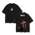Iris Bloodred Solo Leveling Anime Vintage Washed Oversized Anime T-Shirt Graphic Tee
