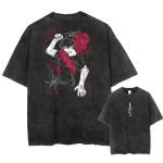Japanese Anime Acid Washed Oversized Streetwear Graphic Print Vintage Anime T-Shirt
