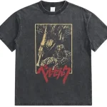 Japanese Manga Dark Aesthetic Vintage Washed Oversized Anime Streetwear Graphic T-Shirt