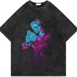 Japanese Manga Vintage Washed Oversized Anime Hip Hop Streetwear T-Shirt
