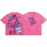 Jotaro Kujo JoJo's Bizarre Adventure Vintage Washed T-Shirt – Retro Anime Manga Graphic Tee, Japanese Streetwear Oversized Shirt